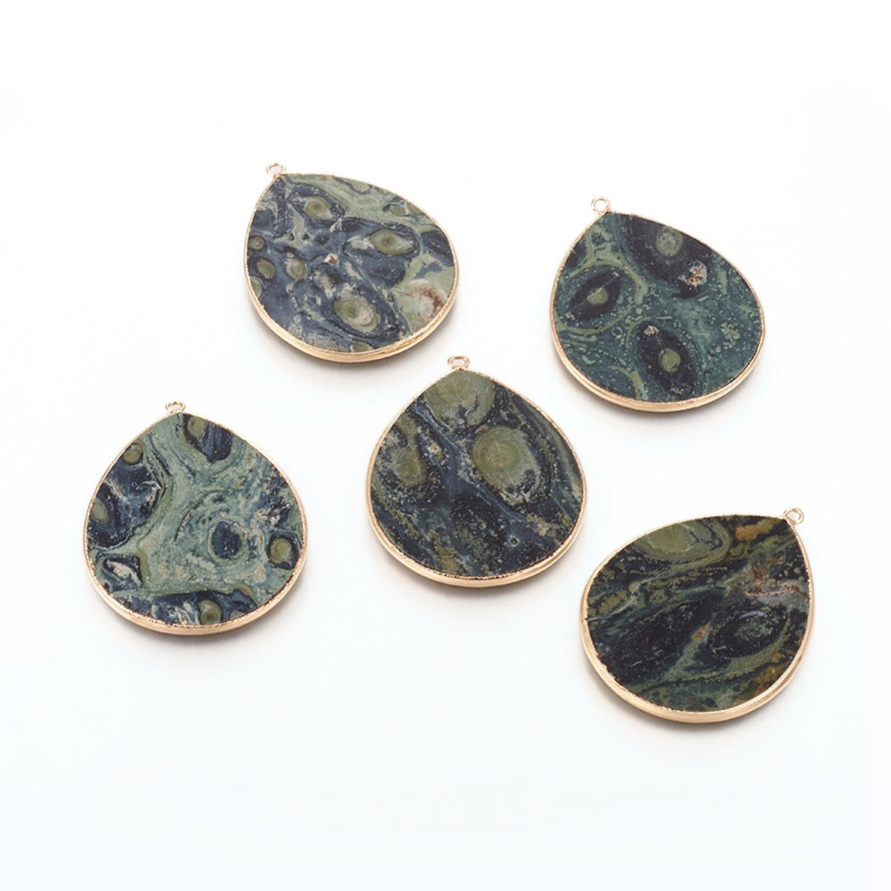 Kambaba Jasper Pendant on 24k gold platied gold chain