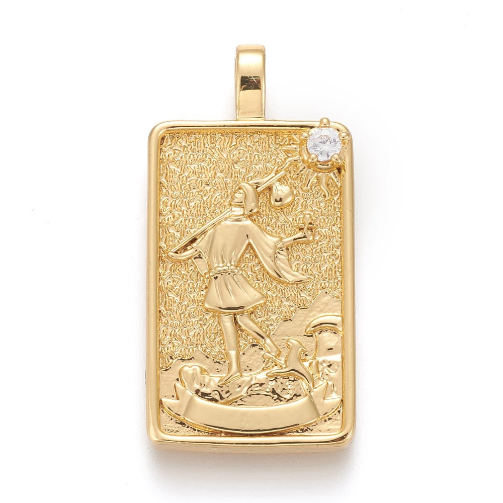 Tarot Card CZ Necklace in 24k Gold