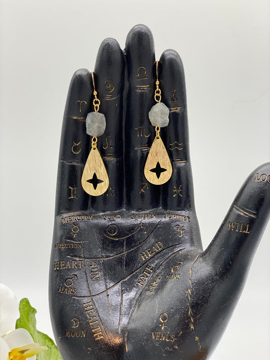 Labradorite Dangle Earrings 24k Gold Plated