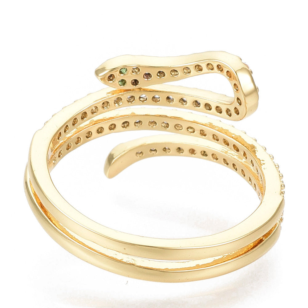 Micro Pave Snake Ring 18K Gold Plated