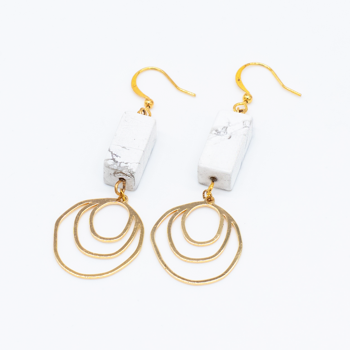 Howlite Dangle Earrings 24k Gold Plated