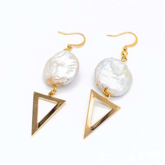 Keshi Pearl Dangle Earrings 24k Gold Plated