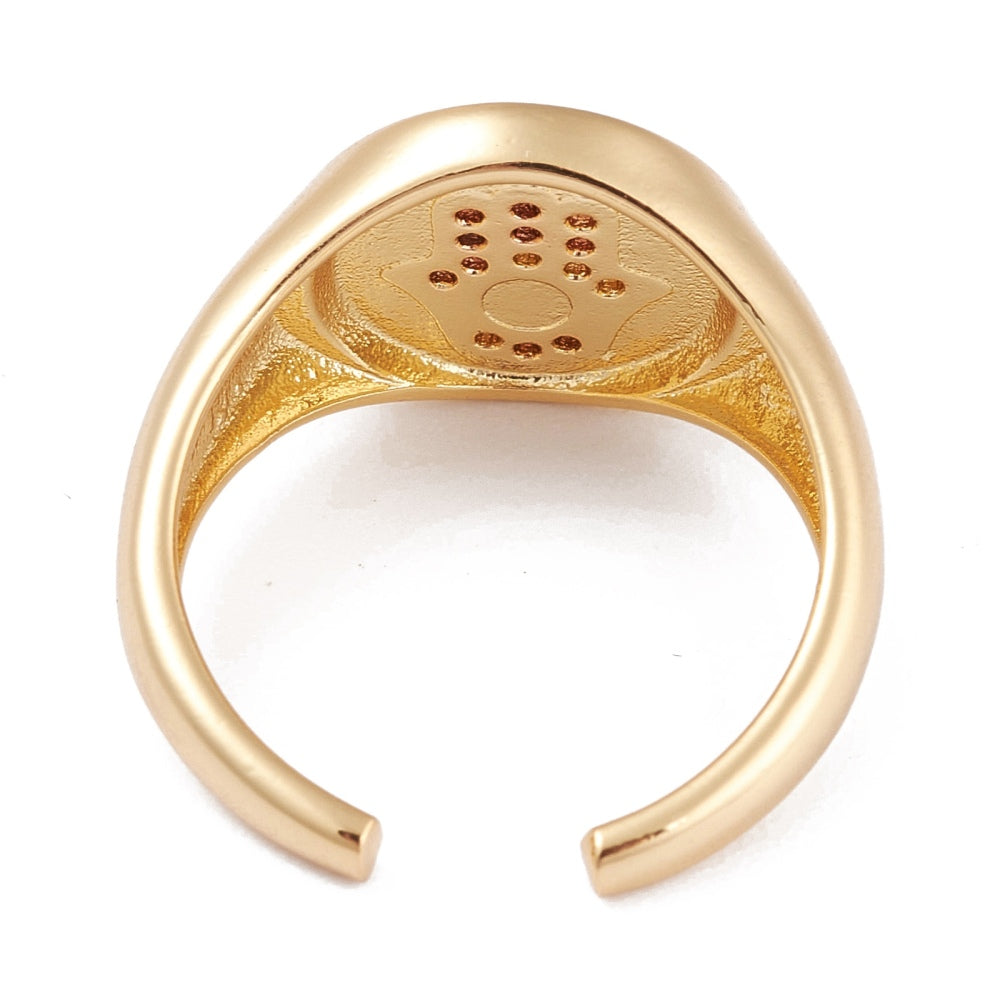 Hamsa & Evil Eye Enamel Ring 18K Gold Plated