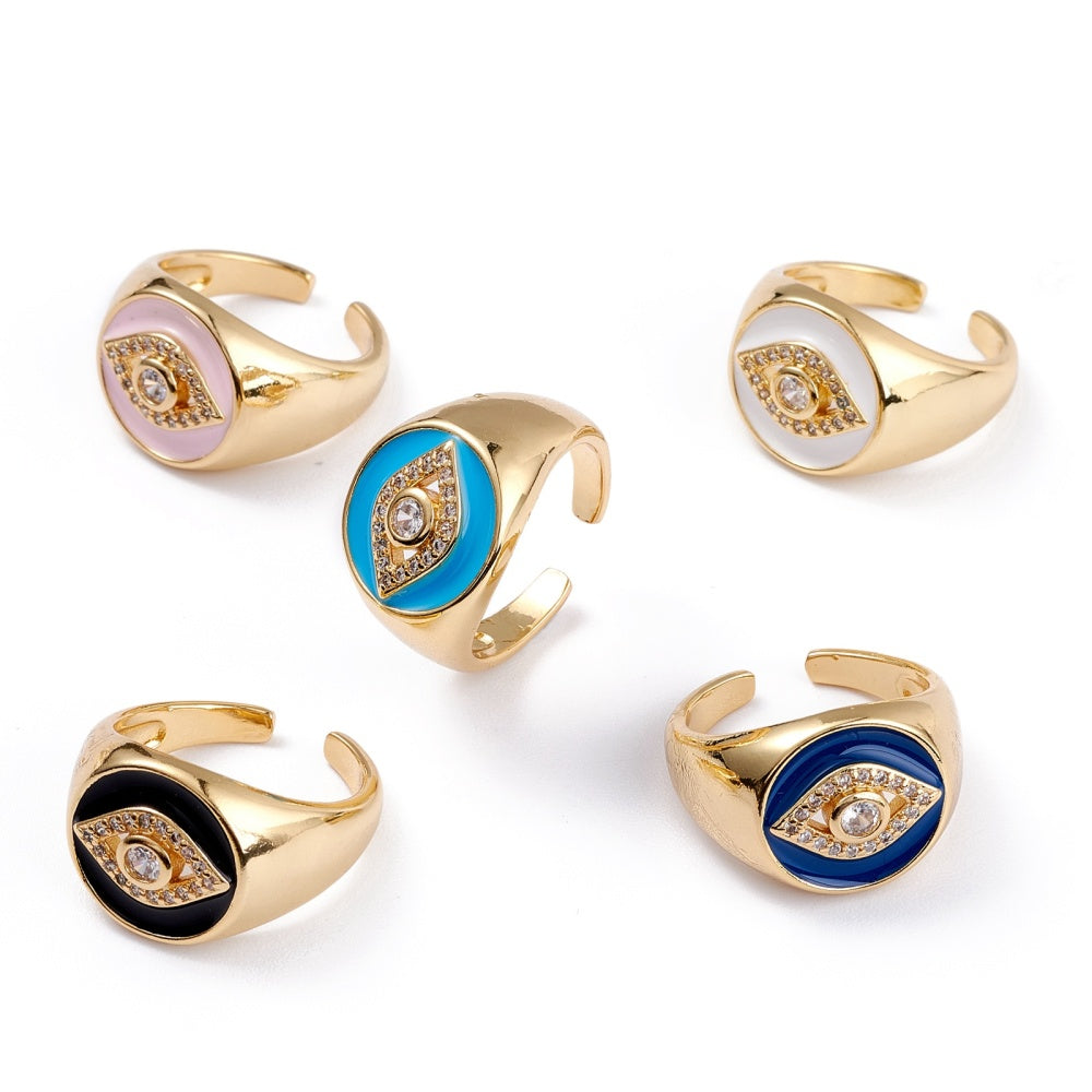 Evil Eye Enamel Ring 18K Gold Plated