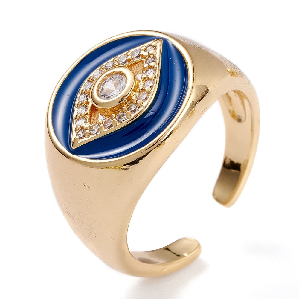 Evil Eye Enamel Ring 18K Gold Plated