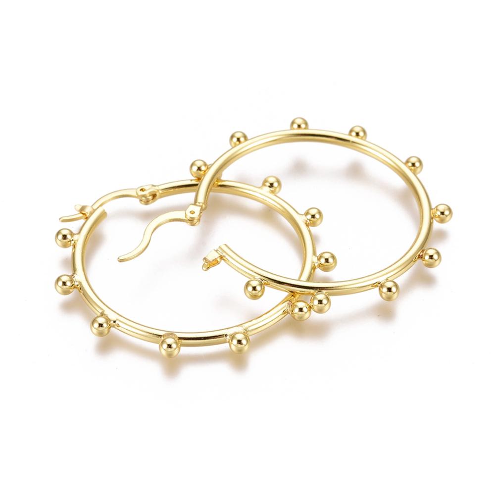 Tiny Ball Hoop Earrings 18K Gold Plated