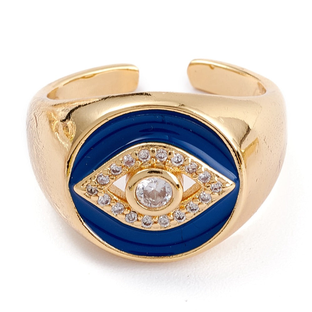 Evil Eye Enamel Ring 18K Gold Plated